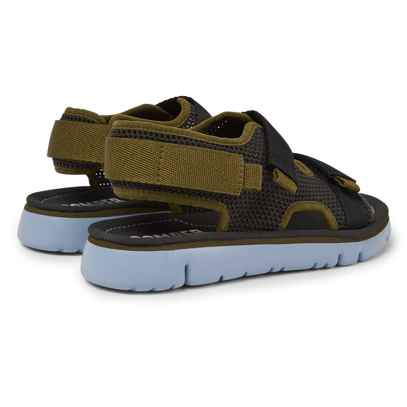 CAMPER Oruga - Sandals For Women - Grey,Green,Black, Size 42, Cotton Fabric/Smooth Leather