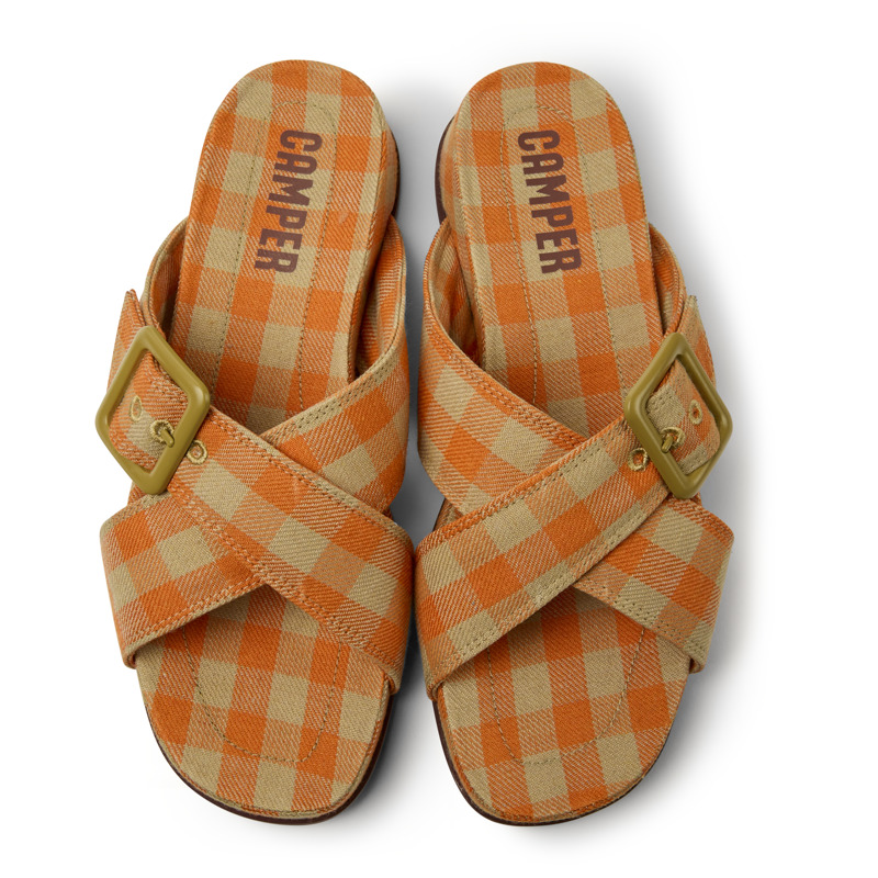 CAMPER Atonik - Sandals For Women - Orange,Beige, Size 39, Cotton Fabric