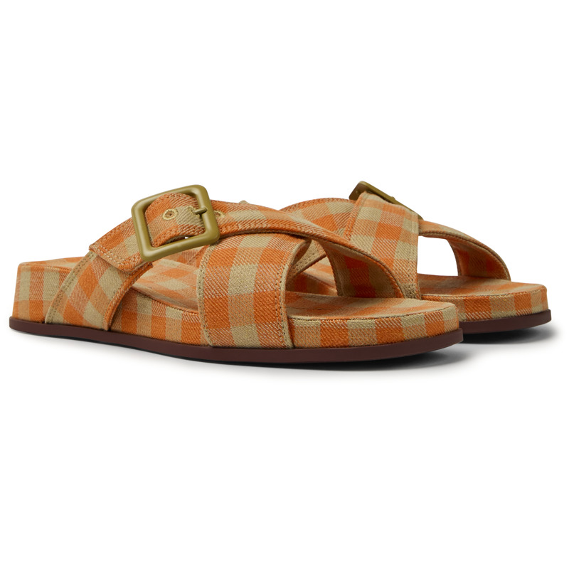 CAMPER Atonik - Sandals For Women - Orange,Beige, Size 41, Cotton Fabric