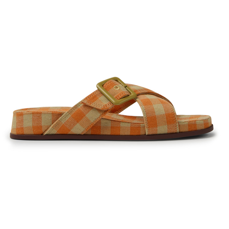 CAMPER Atonik - Sandals For Women - Orange,Beige, Size 36, Cotton Fabric