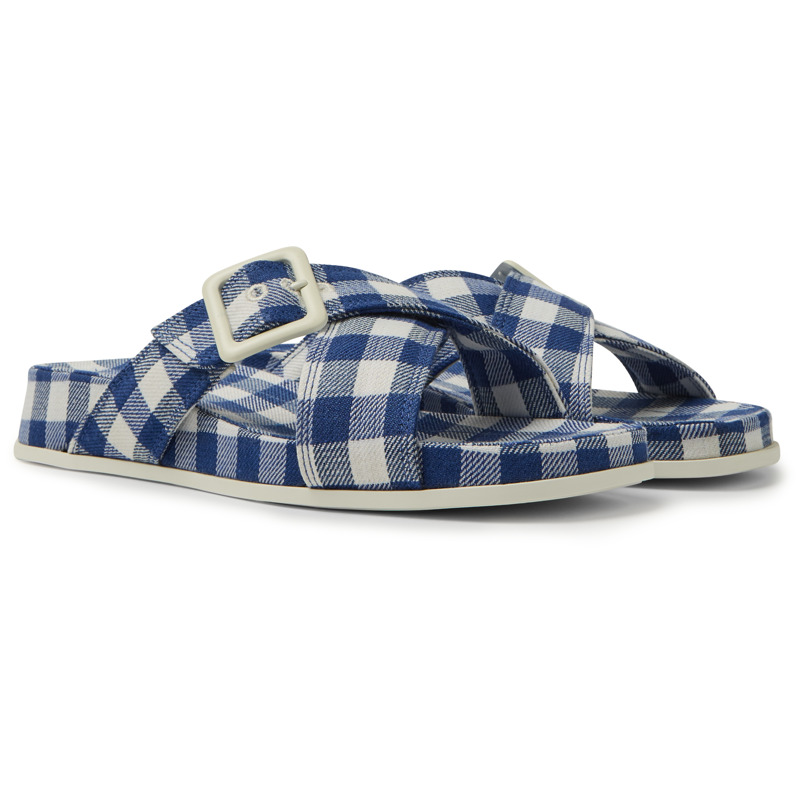 CAMPER Atonik - Sandals For Women - Blue,White, Size 41, Cotton Fabric