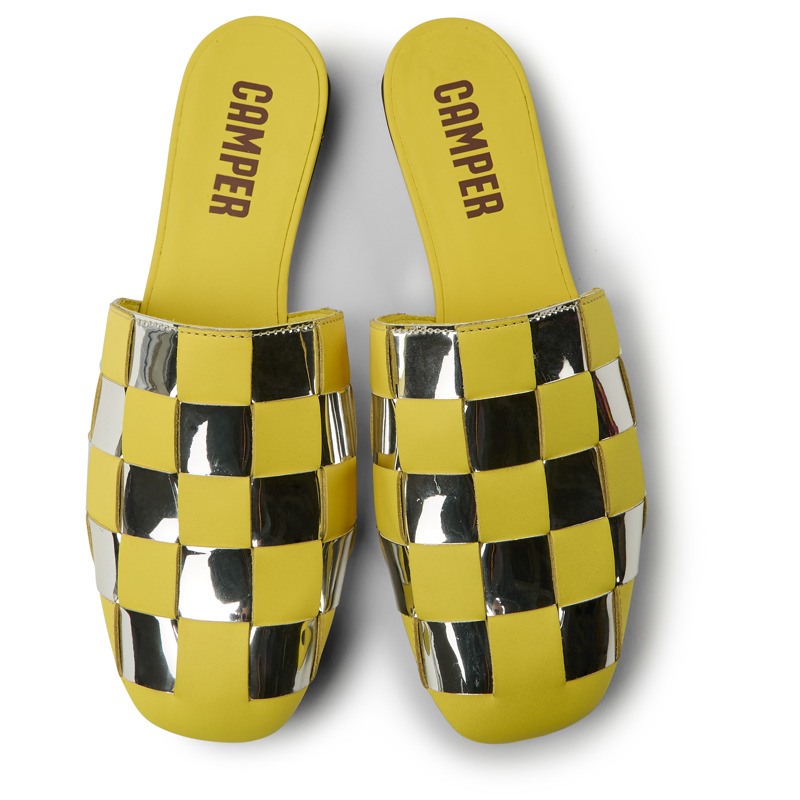 CAMPER Casi Myra - Sandals For Women - Grey,Yellow, Size 41, Cotton Fabric/Smooth Leather
