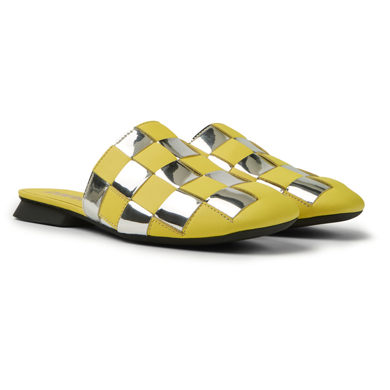 Camper Casi Myra - Sandals For Women - Grey, Yellow, Size 35, Cotton Fabric/Smooth Leather