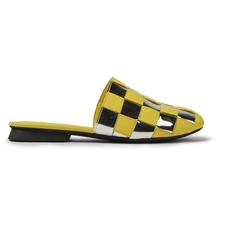 CAMPER Casi Myra - Sandals For Women - Grey,Yellow, Size 35, Cotton Fabric/Smooth Leather