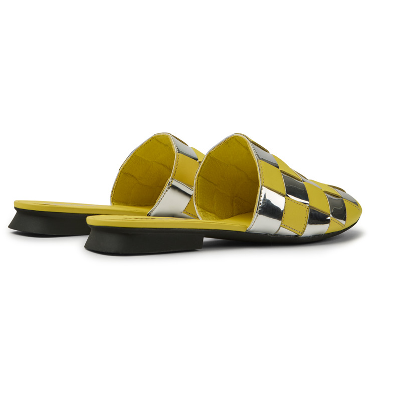 CAMPER Casi Myra - Sandals For Women - Grey,Yellow, Size 36, Cotton Fabric/Smooth Leather