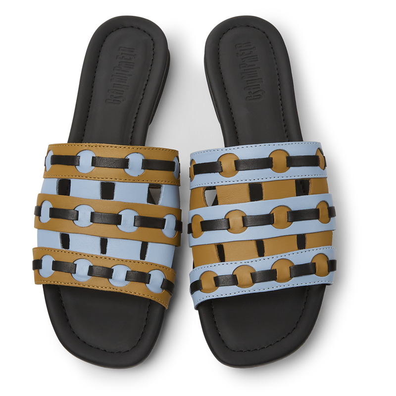 CAMPER Twins - Sandals For Women - Brown,Blue,Black, Size 37, Smooth Leather