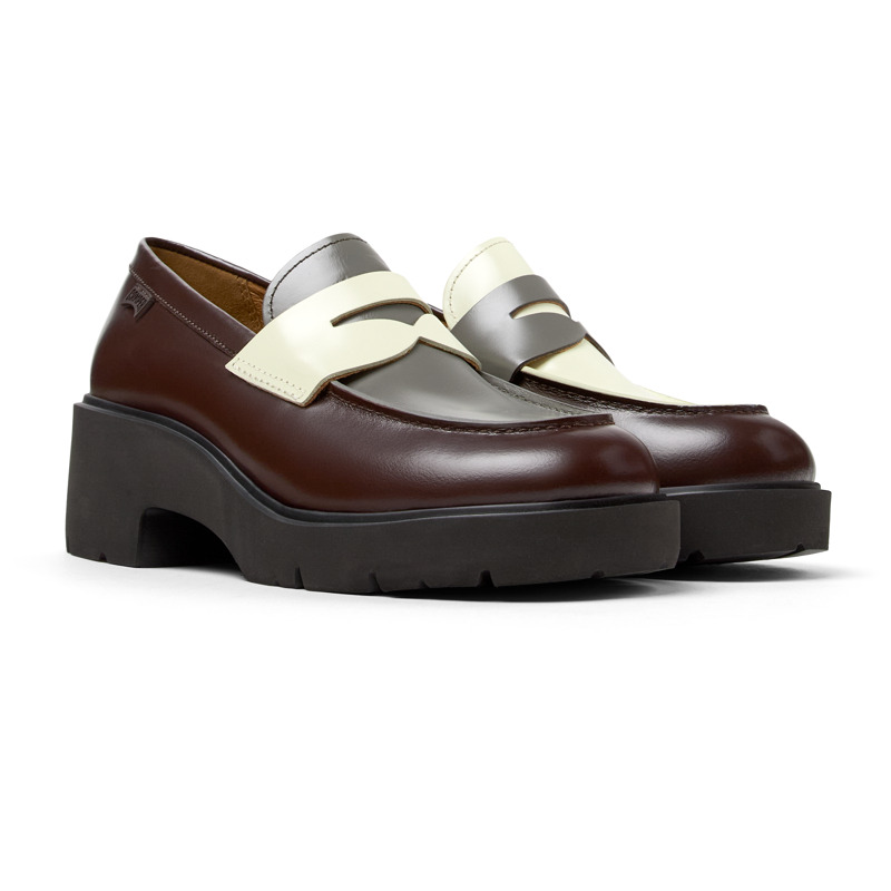 CAMPER Twins - Elegante Schuhe Für Damen - Braun ,Grau,Weiß, Größe 41, Glattleder