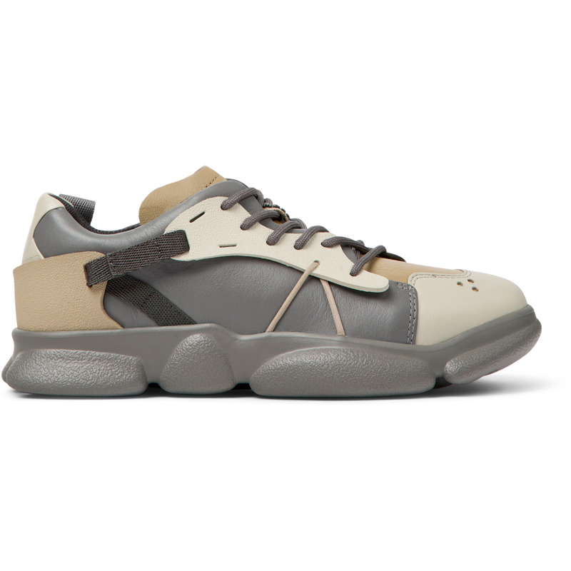CAMPER Twins - Sneakers For Women - Grey,Beige, Size 41, Smooth Leather/Cotton Fabric