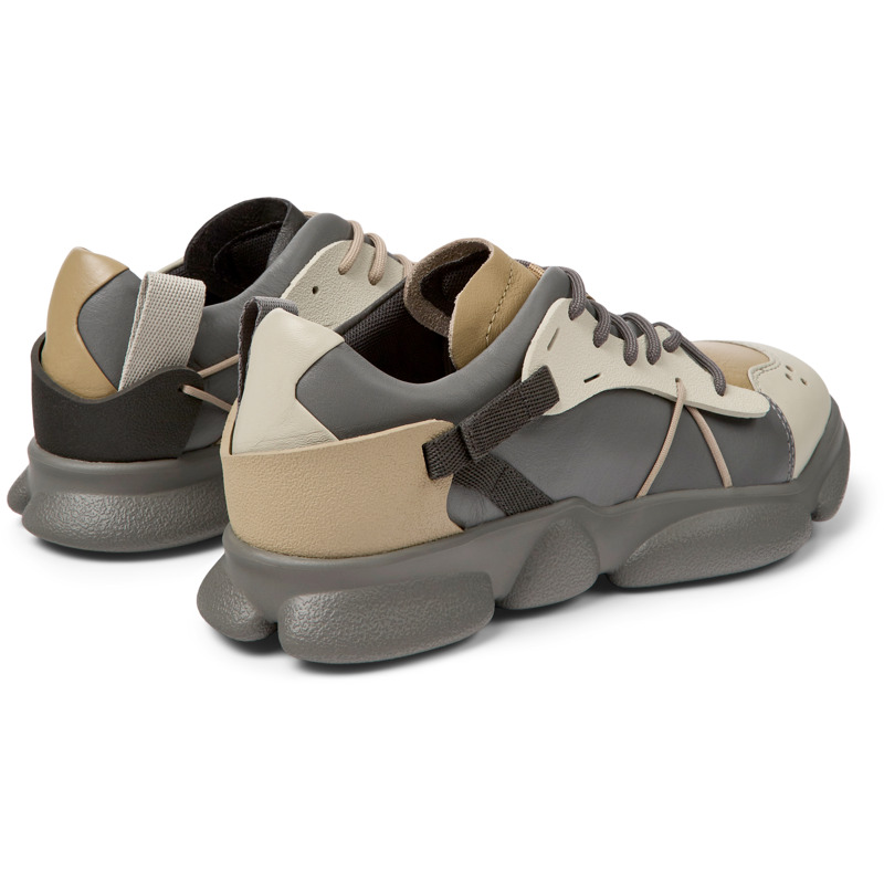 CAMPER Twins - Sneakers For Women - Grey,Beige, Size 39, Smooth Leather/Cotton Fabric