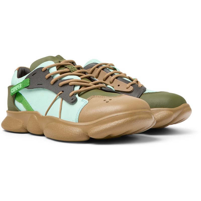 Camper Twins - Sneakers For Women - Brown, Green, Blue, Size 37, Smooth Leather/Cotton Fabric