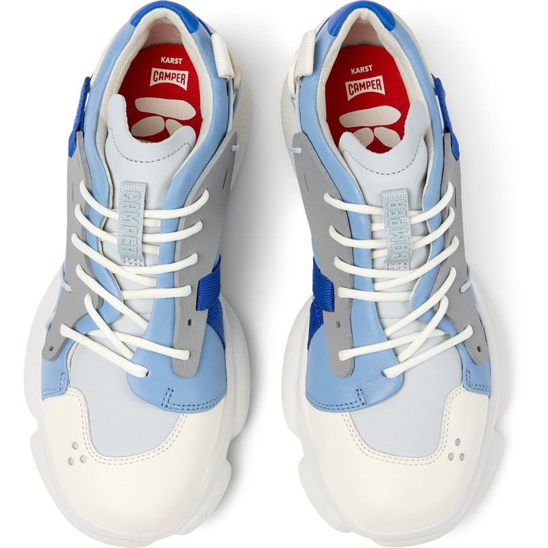 Camper Karst - Sneakers For Women - Blue, Grey, White, Size 41, Smooth Leather/Cotton Fabric