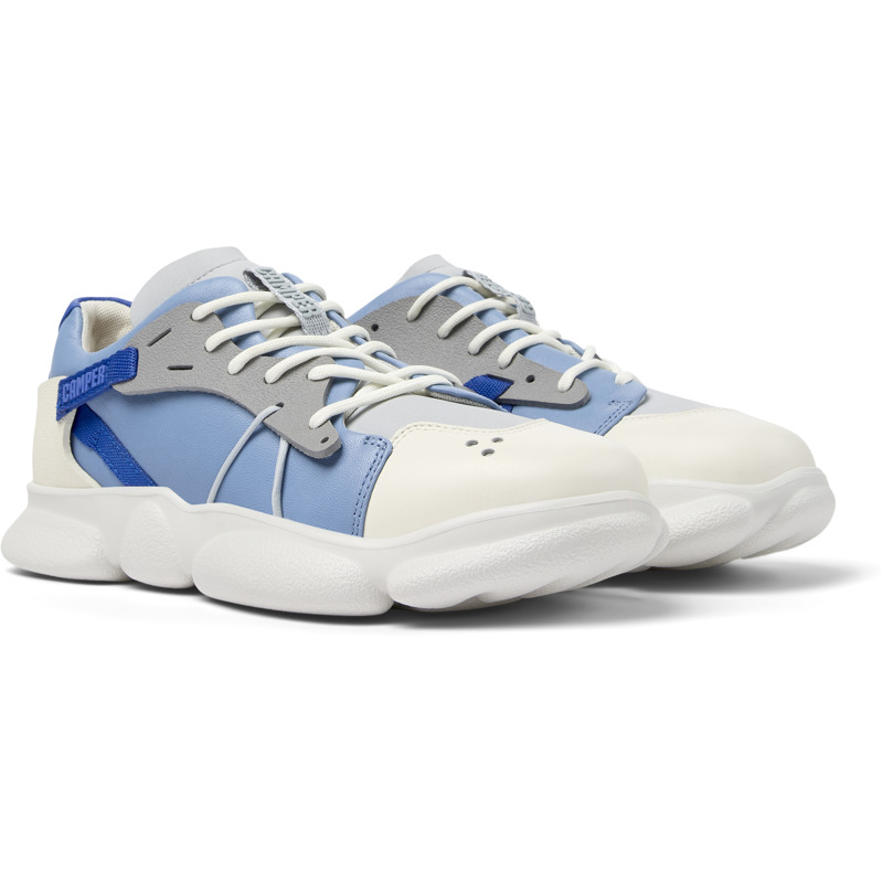 Camper Karst - Sneakers For Women - Blue, Grey, White, Size 38, Smooth Leather/Cotton Fabric
