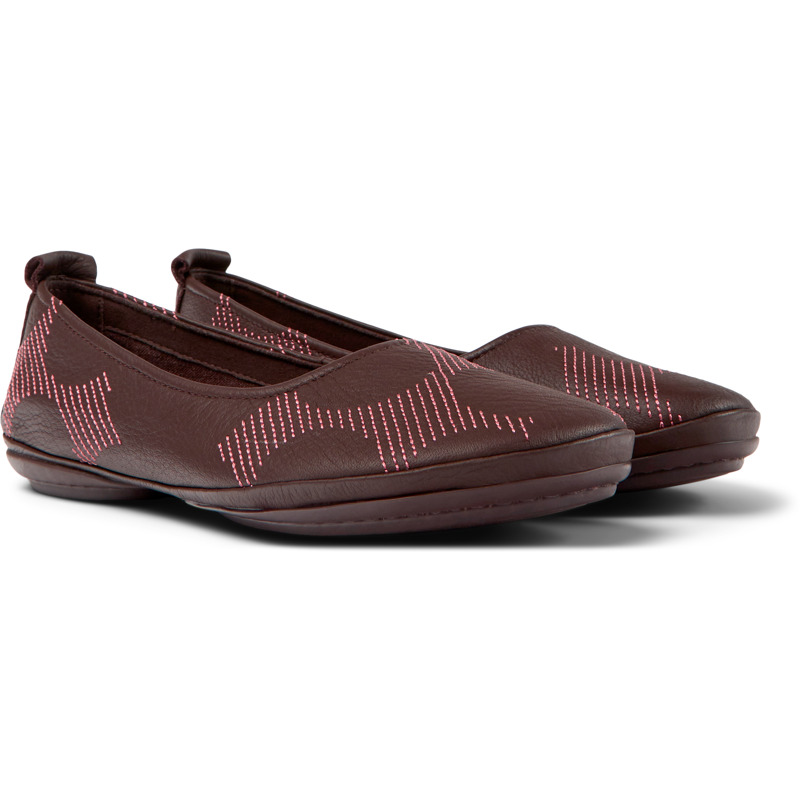 CAMPER Twins - Ballerinas For Women - Pink,Burgundy, Size 35, Smooth Leather