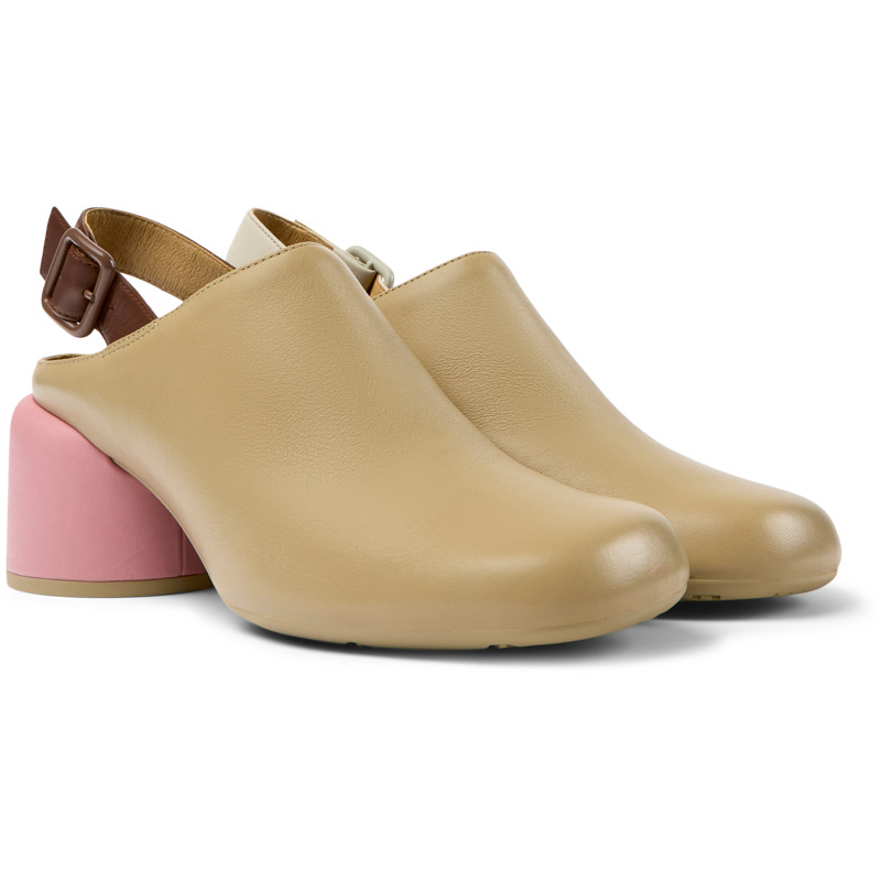 CAMPER Twins - Clogs For Women - Beige, Size 36, Smooth Leather