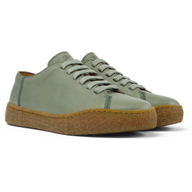 Camper Peu Terreno - Lace-Up For Women - Green, Size 41, Smooth Leather