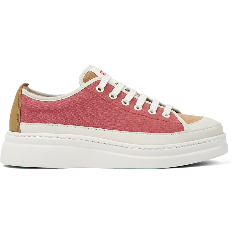 Camper Twins - Sneakers For Women - White, Brown, Red, Size 35, Cotton Fabric/Smooth Leather
