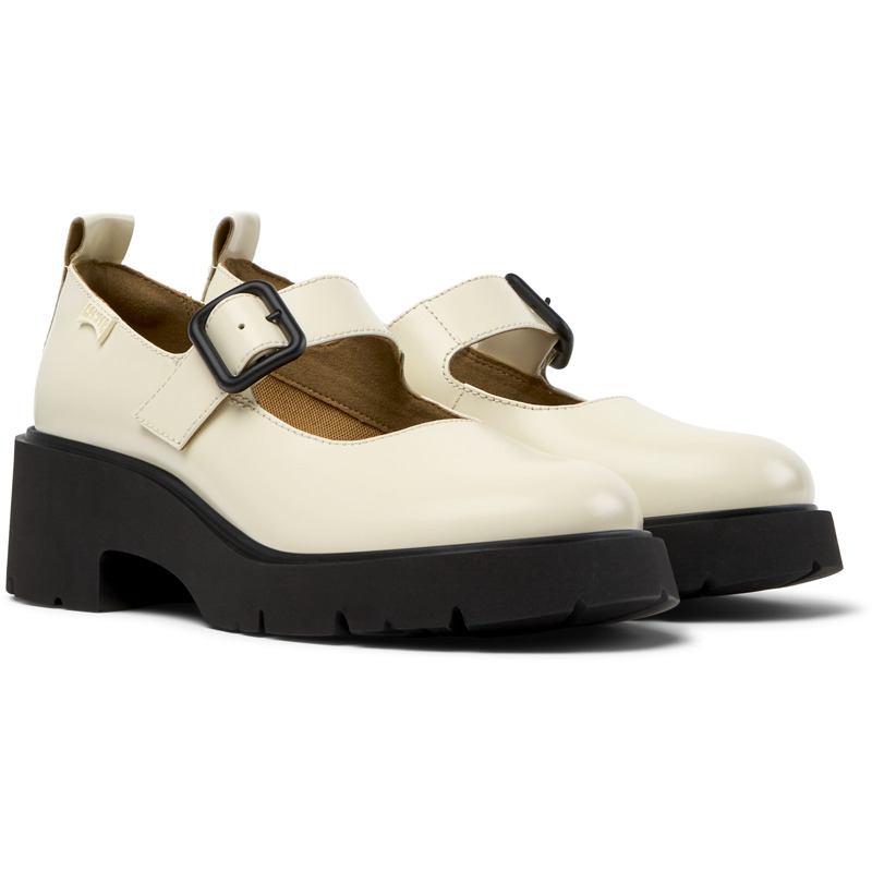 Camper Brutus Buckle-strap Ballerinas In White