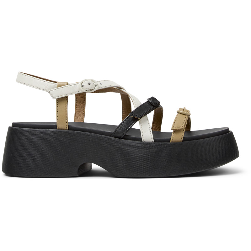 CAMPER Twins - Sandalias para Mujer - Beige,Blanco,Negro, talla 36, Piel Lisa