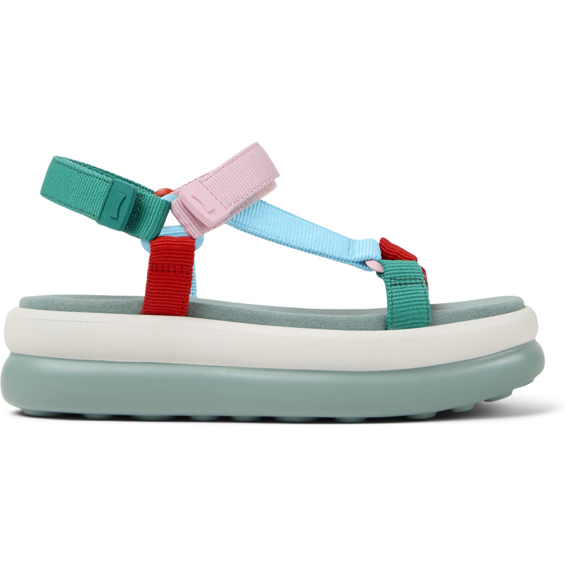 Camper Twins Multi Strappy Flatform Sandals In Green