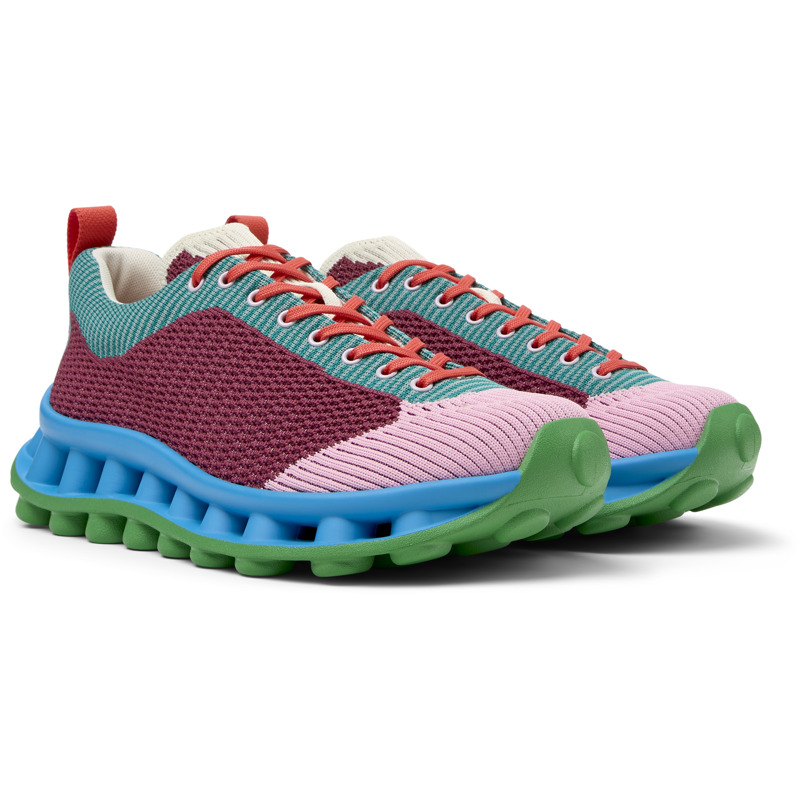 Camper X Sunnei Pelotissima Sneakers In Burgundy,green,pink