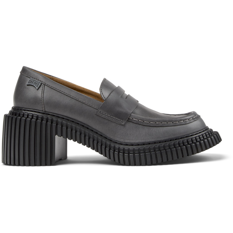 Camper Pix London Penny Leather Loafers In Gray