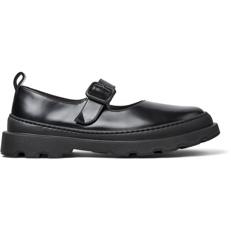 Camper Buckle-strap Leather Loafers In Black