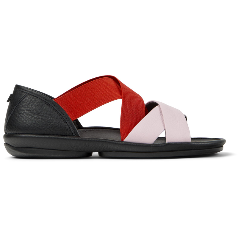 CAMPER Twins - Πέδιλα Για Γυναικεία - Μαύρο,Ροζ,Κόκκινο, Μέγεθος 35, Smooth leather/Cotton fabric