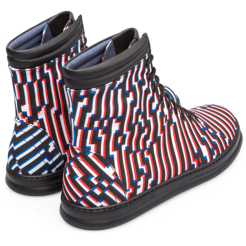 CAMPER Twins By Cristian Zuzunaga - Ankle Boots For Men - Black,Red,Blue, Size 46, Cotton Fabric/Smooth Leather