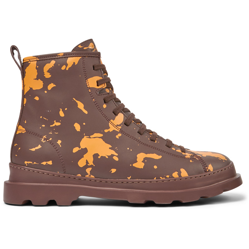 CAMPER Brutus - Ankle Boots For Men - Burgundy,Orange, Size 42, Smooth Leather