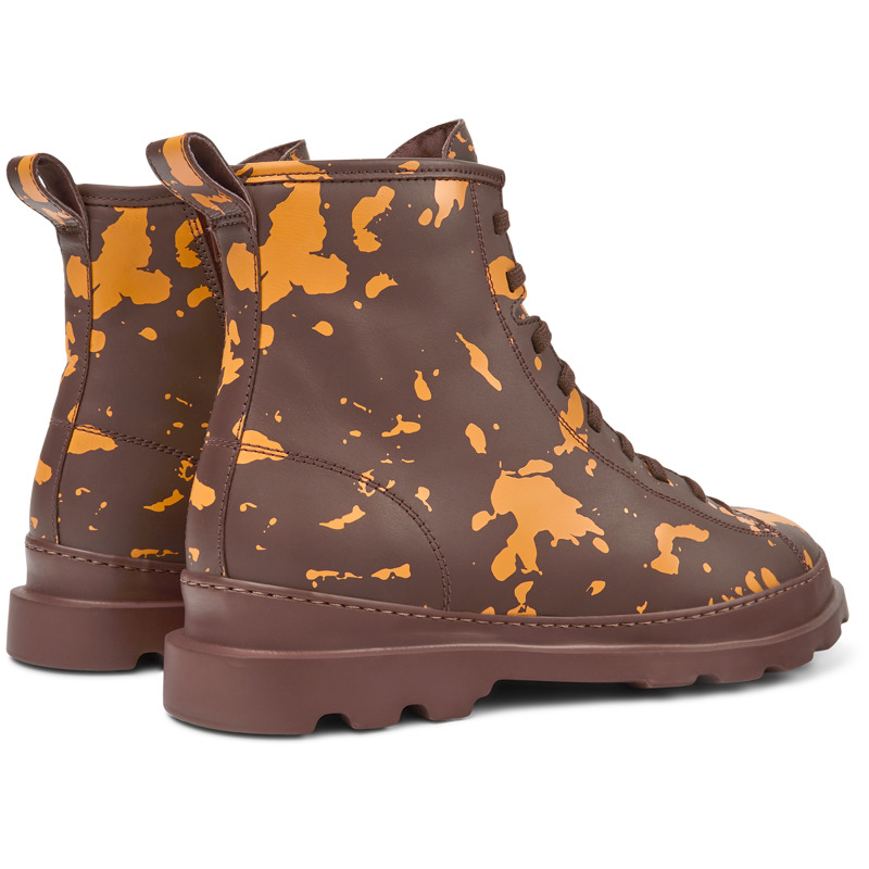 CAMPER Brutus - Ankle Boots For Men - Burgundy,Orange, Size 42, Smooth Leather
