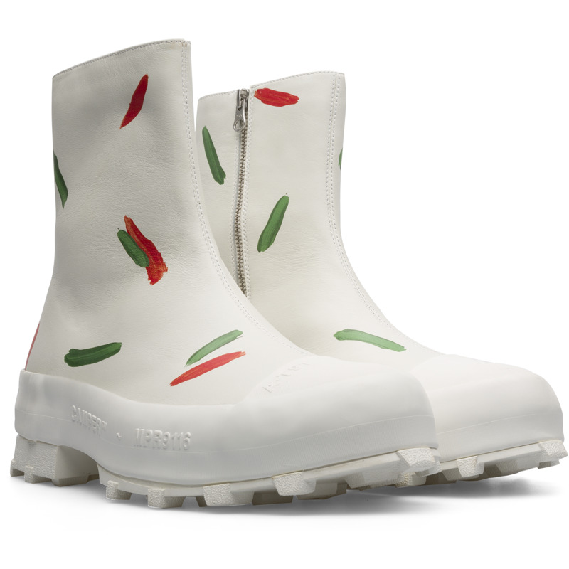Camper Traktori - Ankle Boots For Men - White, Red, Green, Size 39, Smooth Leather