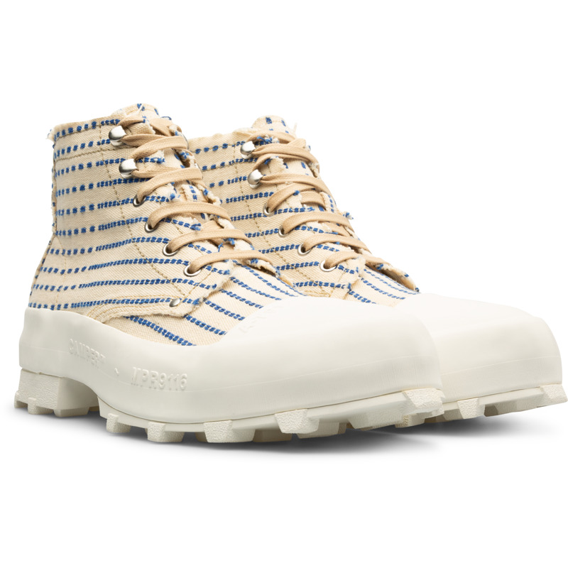 Camper Traktori - Ankle Boots For Men - Beige, Blue, Size 40, Cotton Fabric