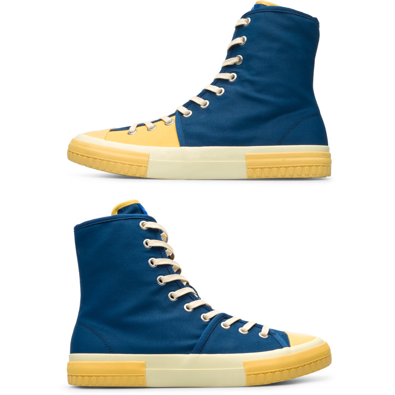 Camper Twins - Ankle Boots For Men - Blue, Yellow, Size 42, Cotton Fabric