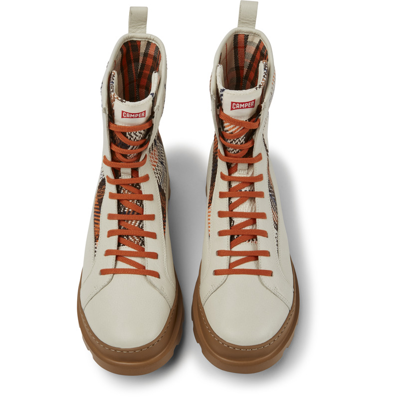 Camper Brutus - Ankle Boots For Men - White, Brown, Orange, Size 46, Cotton Fabric/Smooth Leather