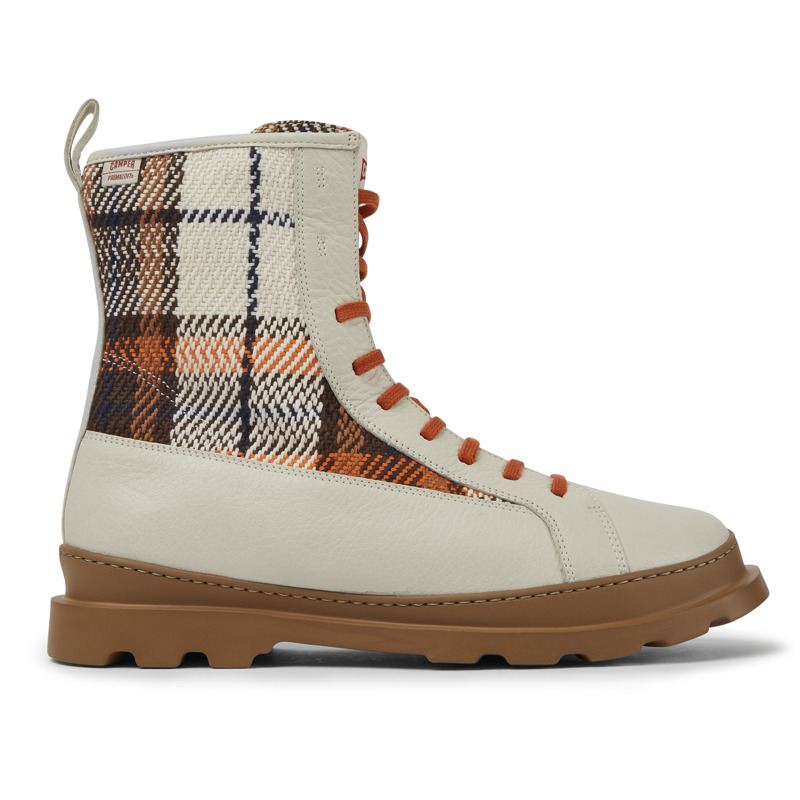 Camper Brutus - Ankle Boots For Men - White, Brown, Orange, Size 46, Cotton Fabric/Smooth Leather