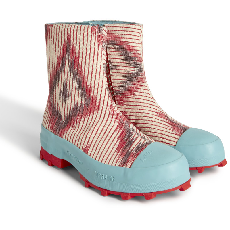 Camper Traktori - Ankle Boots For Men - Beige, Burgundy, Red, Size 43, Cotton Fabric