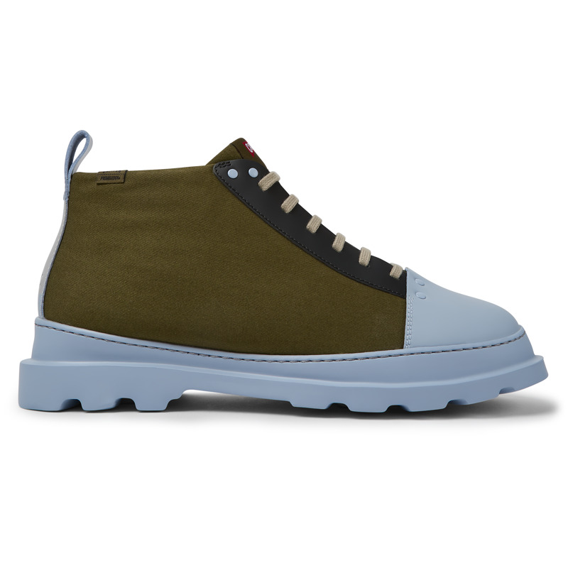 CAMPER Brutus - Ankle Boots For Men - Green,Blue,Black, Size 6.5, Cotton Fabric/Smooth Leather