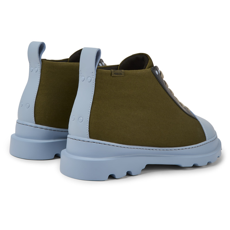 CAMPER Brutus - Ankle Boots For Men - Green,Blue,Black, Size 10.5, Cotton Fabric/Smooth Leather