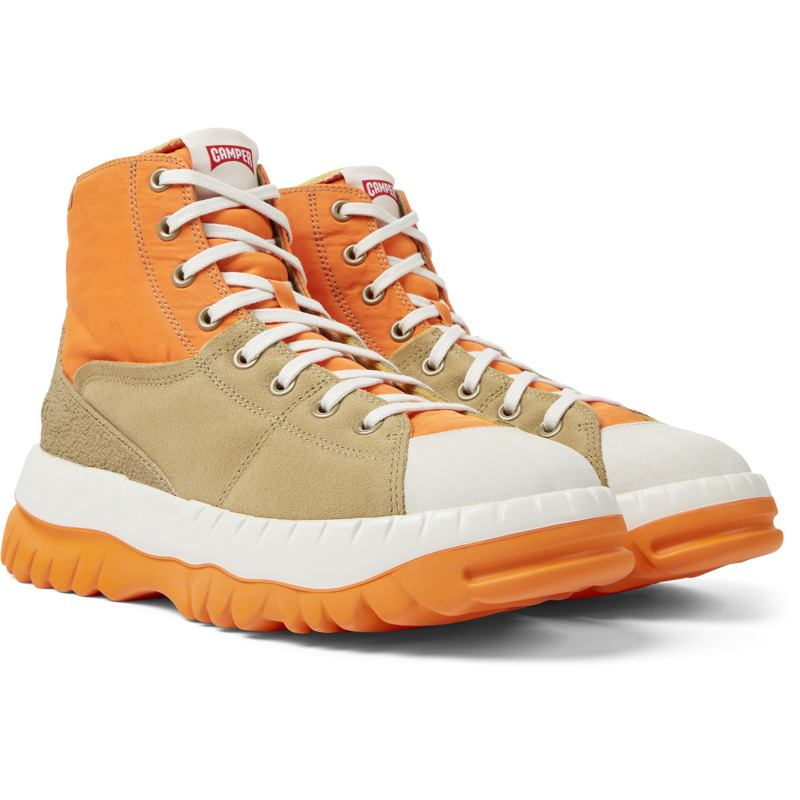 Camper Teix - Ankle Boots For Men - Orange, Beige, White, Size 43, Cotton Fabric