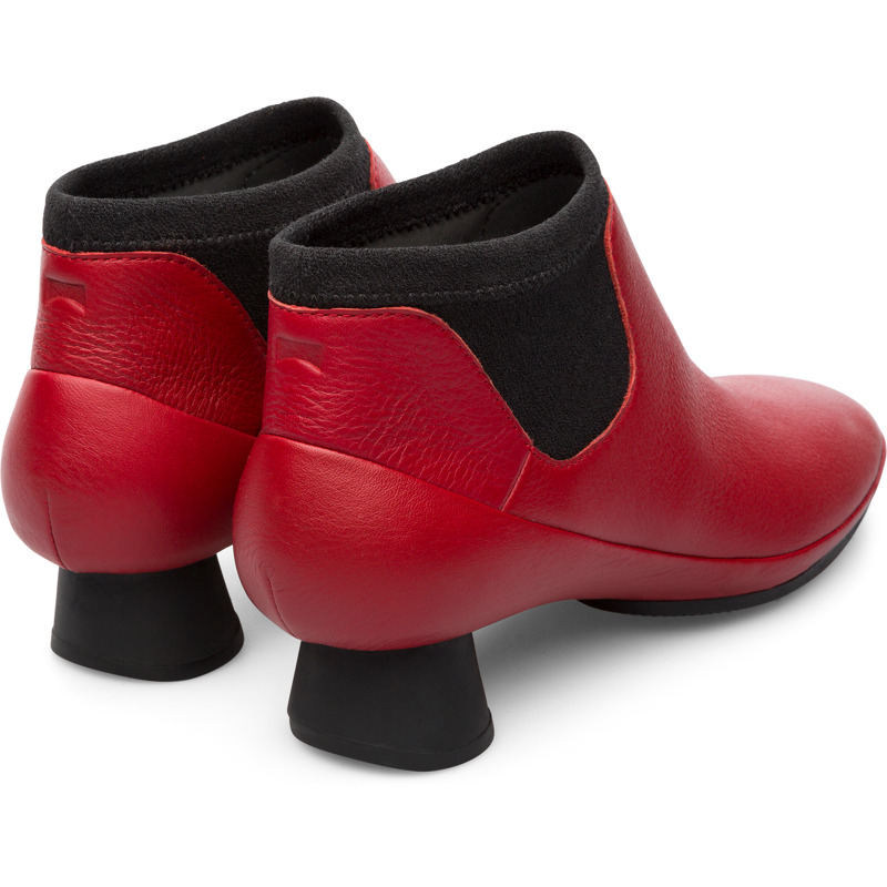 CAMPER Alright - Ankle Boots For Women - Red,Black, Size 38, Smooth Leather/Cotton Fabric