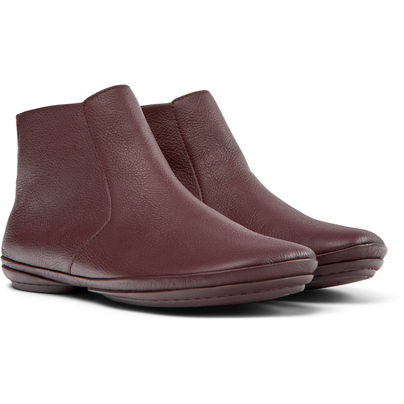 Camper Right - Ankle Boots For Women - Burgundy, Size 42, Smooth Leather