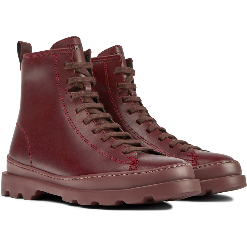 Camper Brutus - Ankle Boots For Women - Burgundy, Size 37, Smooth Leather