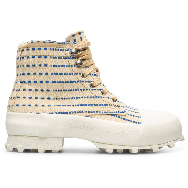 Camper Traktori - Ankle Boots For Women - Beige, Blue, Size 42, Cotton Fabric