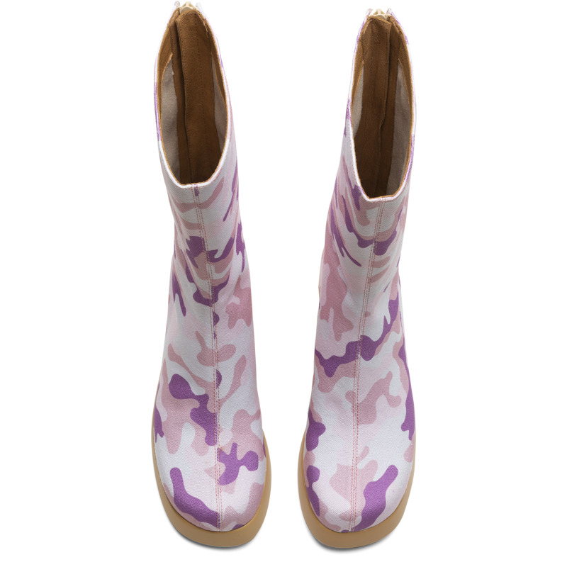 Camper Ssense & Petra Collins - Boots For Women - Pink, Purple, Beige, Size 38, Cotton Fabric