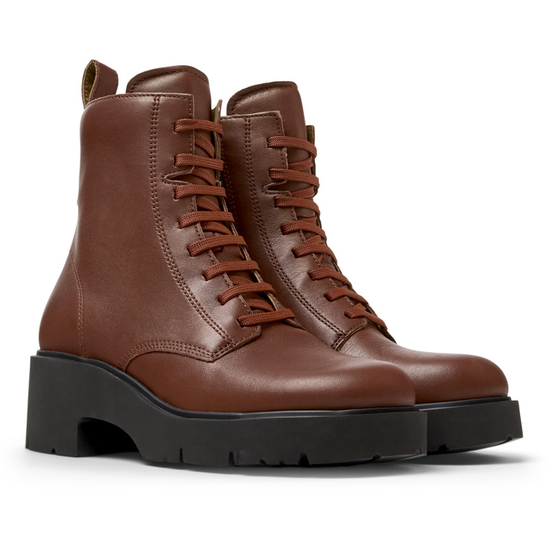 Camper 54mm Milah Lace-up Platform Boots In Red