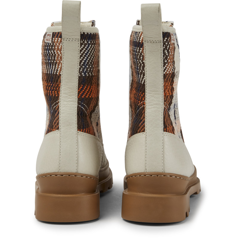 CAMPER Brutus - Boots For Women - White,Brown,Orange, Size 38, Smooth Leather/Cotton Fabric