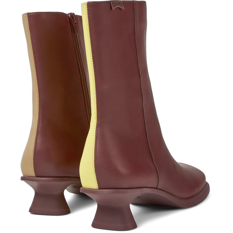 Camper Twins - Ankle Boots For Women - Burgundy, Yellow, Beige, Size 39, Smooth Leather