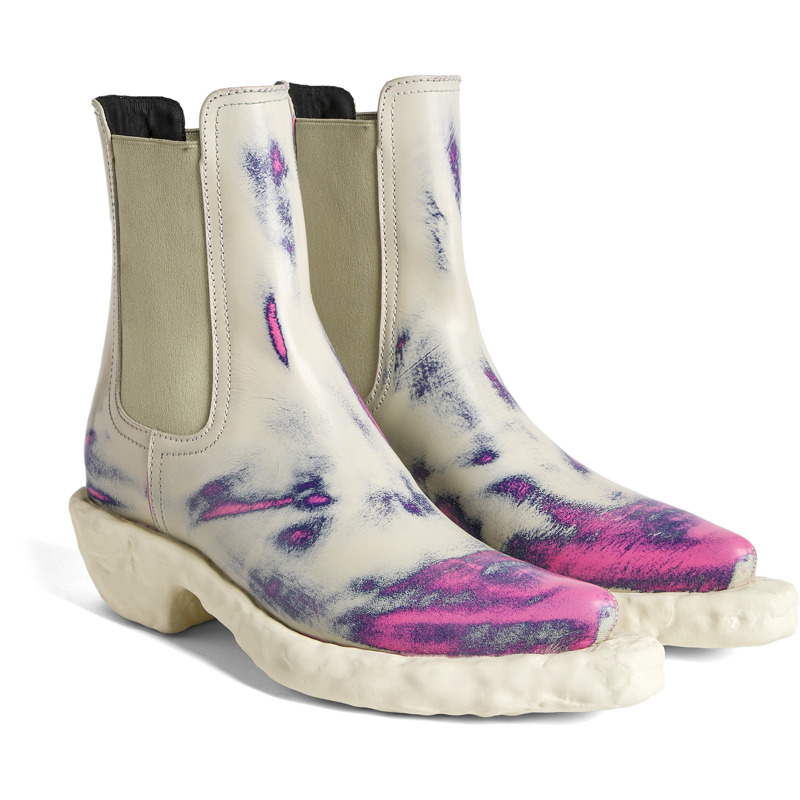 Camper Venga - Boots For Women - White, Pink, Blue, Size 37, Smooth Leather