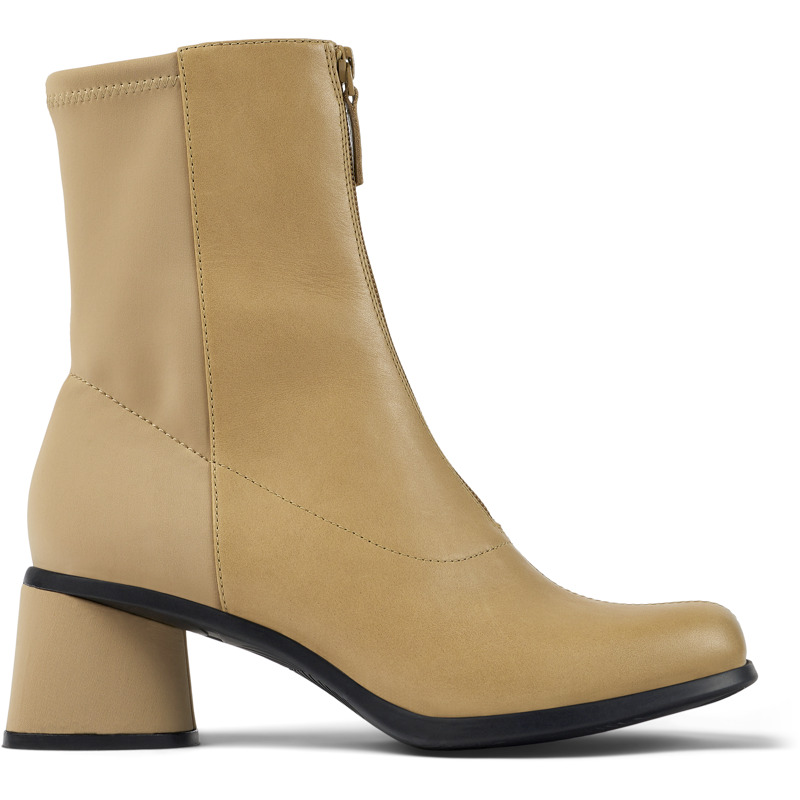 Camper Kiara - Ankle Boots For Women - Beige, Size 37, Smooth Leather/Cotton Fabric