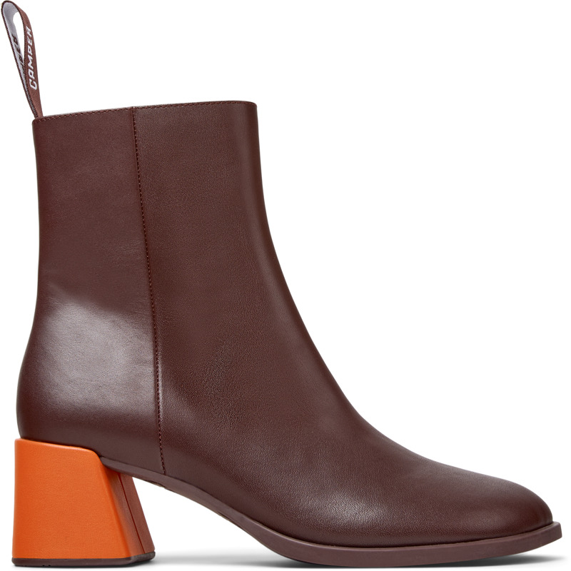 Camper Twins Leather Geometric-heel Ankle Boots In Brown